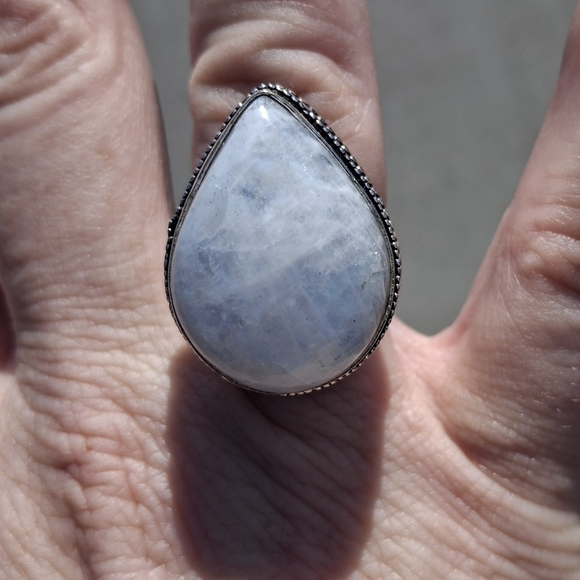New Rainbow Moonstone 925 Silver Ring. - Picture 6 of 12